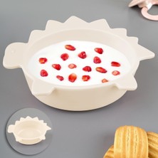Uravas Store Meleni Baby Dinozor Figürlü Silikon Bebek Mama Kasesi - Şekilli Bebek Beslenme Kasesi Bej