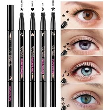 Uravas Store 4 Adet Çift Taraflı Yıldız Çiçek Ay ve Kalp Desenli Eyeliner Waterproof