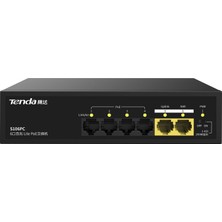 Uravas Store Tenda S106PC 6 Bağlantı Noktalı 100M Lite Poe Anahtarı, 4 Portlu Poe (Siyah)
