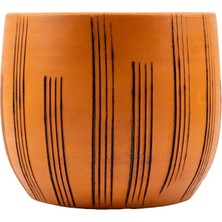 Uravas Store Bitki Tasarımı Ev Dekorasyon Aksesuar Dik Çizgi Desenli Toprak Saksı Saksılık Salon Çiçeklik - 19 cm