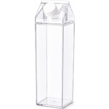 Uravas Store Mika Süt Kutusu Tasarımlı Içecek Şişesi, 500 ml Kapaklı Şeffaf Tasarım, Su Süt Kahve Meyve Suyu ve Soğuk Içecek Sunumları Için Ev Kafe Kullanımına Uygun Pratik Içecek Şişesi