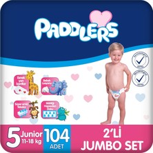 Uravas Store Paddlers Bebek Bezi 5 Numara Junior (11-18 Kg) 104 Adet – 2’li Jumbo Set