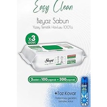 Uravas Store Sleepy Easy Clean Yüzey Temizlik Havlusu 100' Lü x 3 Adet ve Toz Kovar