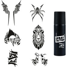 Uravas Store Hırçın Tasarımlar Spray Tattoo Geçici Dövme Yapma Seti Dark Siyah