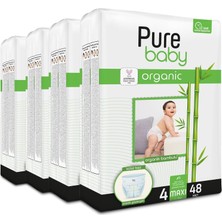 Uravas Store Pure Baby Organik Bambu Özlü Külot Bez 4'lü Paket 4 Numara Maxi 192 Adet