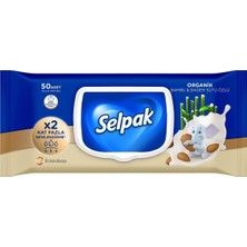 Uravas Store Selpak Organik Bambu Badem Sütlü Islak Mendil 1X50