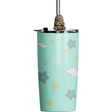 Uravas Store Miniso We Bare Bears Lisanslı Pipetli Termos (530ML) - Boz Ayı