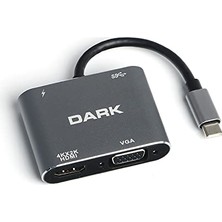 Uravas Store Dark 4in1 USB C To Hdmı/vga + Usb3.0 + Pd Dönüştürücü (DK-AC-U31XHDV)
