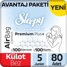 Uravas Store Sleepy Bio Natural Premium Plus Airbag Comfort Avantaj Paketi Külot Bez 5 Numara Junior 80 Adet