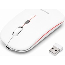 Exonix Şarjlı Kablosuz Mouse – Işıklı, USB Alıcılı, Ince ve Ergonomik Tasarım