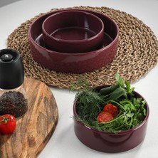 Uravas Store Keramika Mürdüm Stackable Salata/çerez Seti 3 Parça