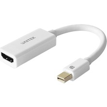 Uravas Store Unıtek Mini Displayport HDMI Adaptörü - Thunderbolt 1/2 (Mini Dp) HDMI 1.4 Soket Adaptörü Sinyal Dönüştürücü │ 4k, 20 cm Kablo, Beyaz │ Macbook Air, Pro, Imac, Lenovo Thinkpad Vb. ile Uyumlu