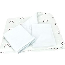 Uravas Store Bebek El Yapımı Panda Desenli Yorgan Çarşaf ve Yastıklı Üçlü Set