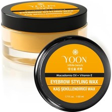 Uravas Store Yoon Kaş Şekillendirici Wax 50ML – Macadamia Yağı & E Vitaminli, Doğal Sabitleyici + Cam Kavanoz, Fırça Hediyeli