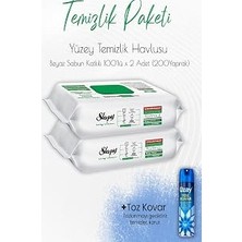 Uravas Store Sleepy Düvenci Temizlik Paketi 4 (Beyaz Sabun Temizlik Havlusu 200 Yaprak ve Toz Kovar)