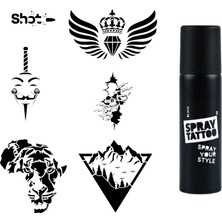 Uravas Store Kanat ve Vahşi Spray Tattoo Geçici Dövme Seti Dark Siyah Sprey