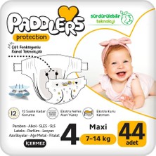 Uravas Store Paddlers Protection Bebek Bezi 4 Numara Maxi (7-14 Kg) 44 Adet – Jumbo Paket, Maksimum Koruma