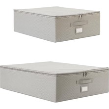 Uravas Store Ocean Home Textile 2'li Gri Balıksırtı Destekli Hurç Set 45 x 55 x 18 + 55 x 70 x 18 cm