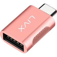 Uravas Store Livx USB 3.0 To Type-C Çevirici Dönüştürücü Otg Adaptör Rose Gold Otgrg