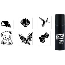 Uravas Store Peluş Çiçek Spray Tattoo Geçici Sprey Dövme Seti