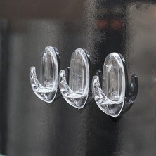 Uravas Store BADEM10 Yapışkanlı Banyo Lavabo Mutfak Askılık Şeffaf Plastik Sağlam Asma Iz Bırakmayan Askı 3 Adetli Set