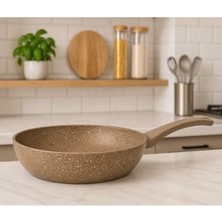 Uravas Store Oms Collectıon Oms 24 cm Kahverengi Yapışmaz Granitec Kızartma Tavası - Türkiye'de Üretilmiştir