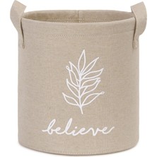 Uravas Store Ocean Home Textile Bej Believe Baskılı Sepet //20X20