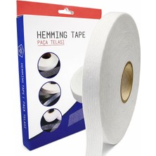 Uravas Store Modern Teknik Tekstil Şerit Ipli Biye Tela 1.5 cm x 100 M - Tek Tarafı Yapışkanlı Tela - Ütü ile Yapıştırılan Tela - Dokumasız Uygulama (Beyaz)