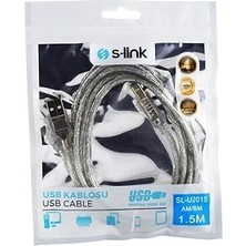 Uravas Store S-Link SL-U2015 Usb2.0 1.5m Şeffaf Yazıcı Kablosu, Şeffaf
