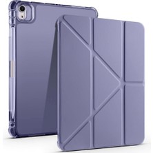 Uravas Store Zore Apple ile Uyumlu iPad Air 11 2025 M3 Kılıf Zore Tri Folding Kalem Bölmeli Standlı Kılıf Mor