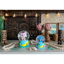 Ayder Online Satış 9cm-6cm Sarı Altlıklı  Işıklı Mavi Renk ve (11CM X7 Cm) Pilli Pembe Işıklı Hediyelik-Dekoratif 2 Li Stitch Kar Küresi