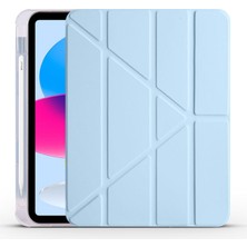 Uravas Store Constraın - iPad 11.nesil 2025 Kılıf Tri Folding Kalem Bölmeli Standlı Kılıf - Mavi - Beyaz 1