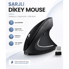 Exonix Şarjlı Kablosuz Dikey Mouse – Ergonomik USB Alıcılı Mouse