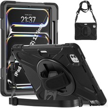 Uravas Store Constraın - Apple iPad Pro 11 2024 ile Uyumlu Tank Kılıf Omuz Askılı 360 Dönen Standlı Tam Koruma Zırh Kapak
