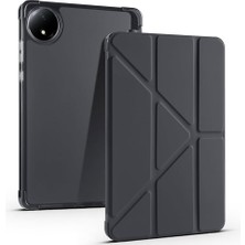 Uravas Store Zore Xiaomi ile Uyumlu Redmi Pad Se 8.7 Kılıf Zore Tri Folding Kalem Bölmeli Standlı Kılıf Siyah