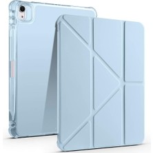 Uravas Store Zore Apple ile Uyumlu iPad Air 11 2025 M3 Kılıf Zore Tri Folding Kalem Bölmeli Standlı Kılıf Mavi