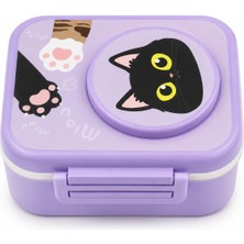 Beny Store Twisto Kedi Desenli Çocuk Beslenme ve Saklama Kabı Mor