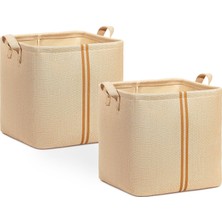 Uravas Store Ocean Home Textile 2'li Çocuk Odası Jüt Keten Kumaş Sepet Set 30 x 30 x 30 cm