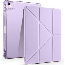 Uravas Store Zore Apple ile Uyumlu iPad Air 11 2024 Kılıf Tri Folding Kalem Bölmeli Standlı Kılıf Lila