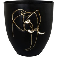 Uravas Store Ter Steege Lea Fil Desenli Siyah Metal Saksı Çap 10CM Yükseklik 11CM