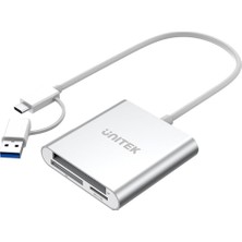 Uravas Store Unitek Y-9313D C Tipi USB Kart Okuyucu Hepsi Bir Arada Gümüş