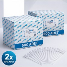 Isolab 1 ml Pastör Pipet 1000 Adet (2 x 500'LÜ Kutu) Şeffaf Plastik Damlalık | Alman Menşeli