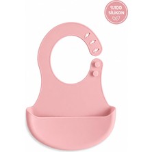 Uravas Store Bpa İÇERMEYEN%100 Silikon Bebek Mama Önlüğü Kaydırmaz Cepli Bebek Önlüğü Pembe