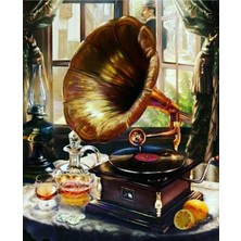 Hobi Tedarik Sarhoş Gramafon Çerçeveli 40X50 Sayılarla Boyama Hobi Seti