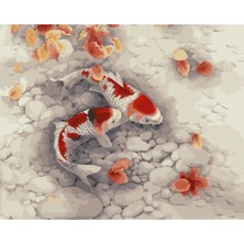 JN Store Japon Balıkları Çerçeveli 90X110 cm Sayılarla Boyama Hobi Seti