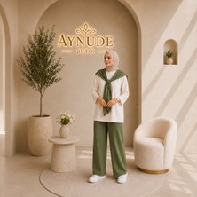 Aynude 3’lü Takım Kadın Tunik Pantolon ve Omuz Şallı