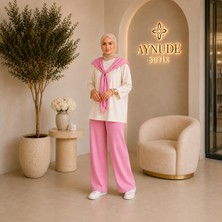Aynude 3’lü Takım Kadın Tunik Pantolon ve Omuz Şallı