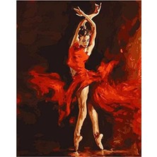 Hobi Tedarik Kırmızı Elbiseli Balerin Çerçeveli 90X110 Sayılarla Boyama Hobi Seti