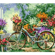 Hobi Tedarik Çiçekler ve Bisiklet Çerçevesiz 40X50 Sayılarla Boyama Hobi Seti