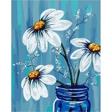 Easy Toptan Vazoda Papatya Sticker Çerçevesiz 90X110 Sayılarla Boyama Hobi Seti